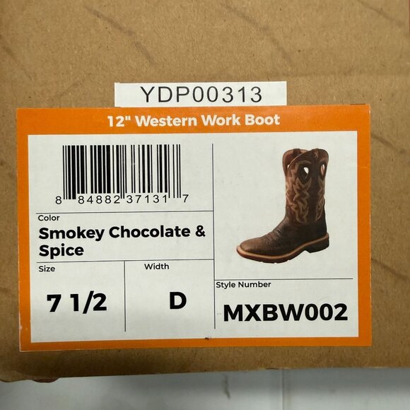 Twisted X Men's Work Boots 12" WP Wide Square Smokey Brown Size 7.5 NEW - Picture 4 of 4
